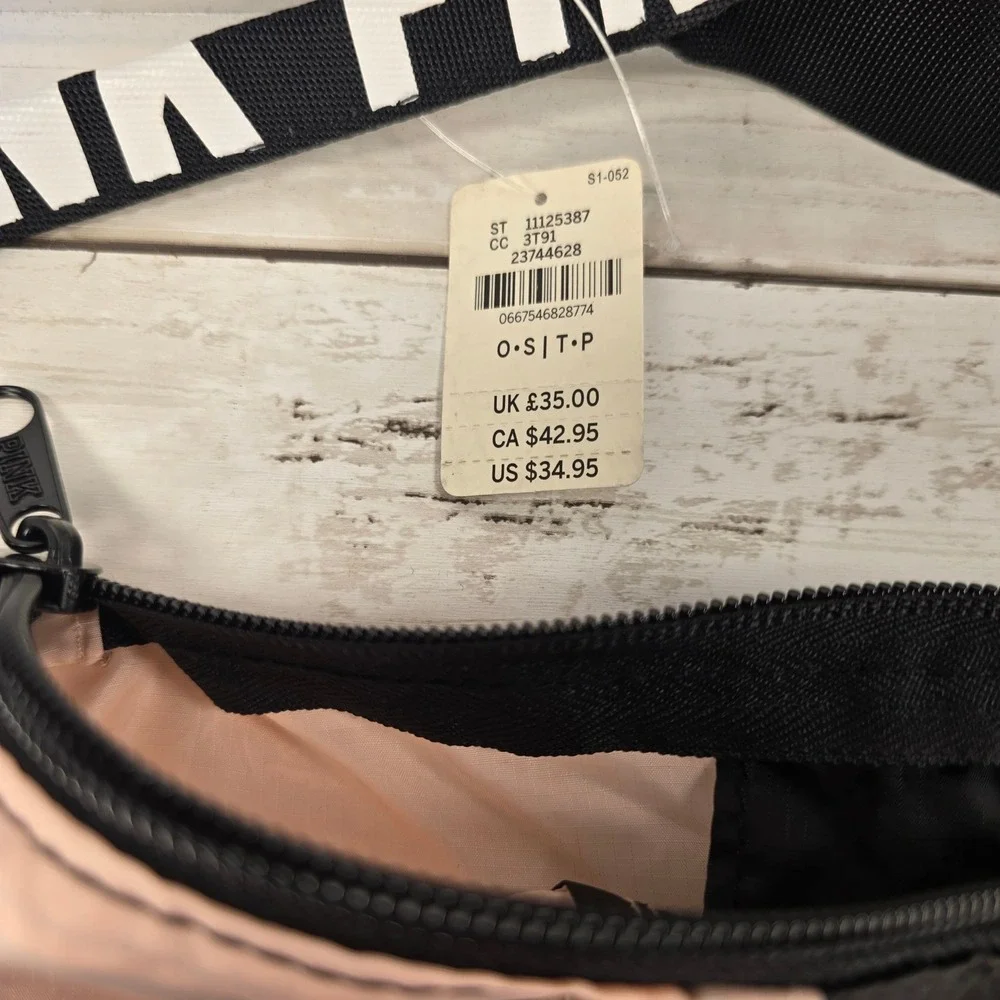 Pink Victoria's Secret Nylon Tote‎ Bag Black Peach Logo Strap 11125387